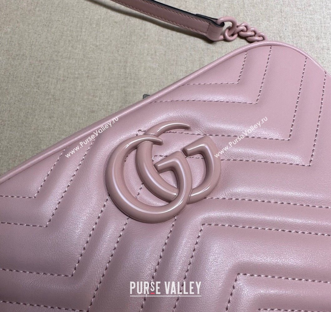 Gucci GG Marmont Small shoulder Camera Bag 447632 leather Pink with Brass hardware (dlh-24012615)