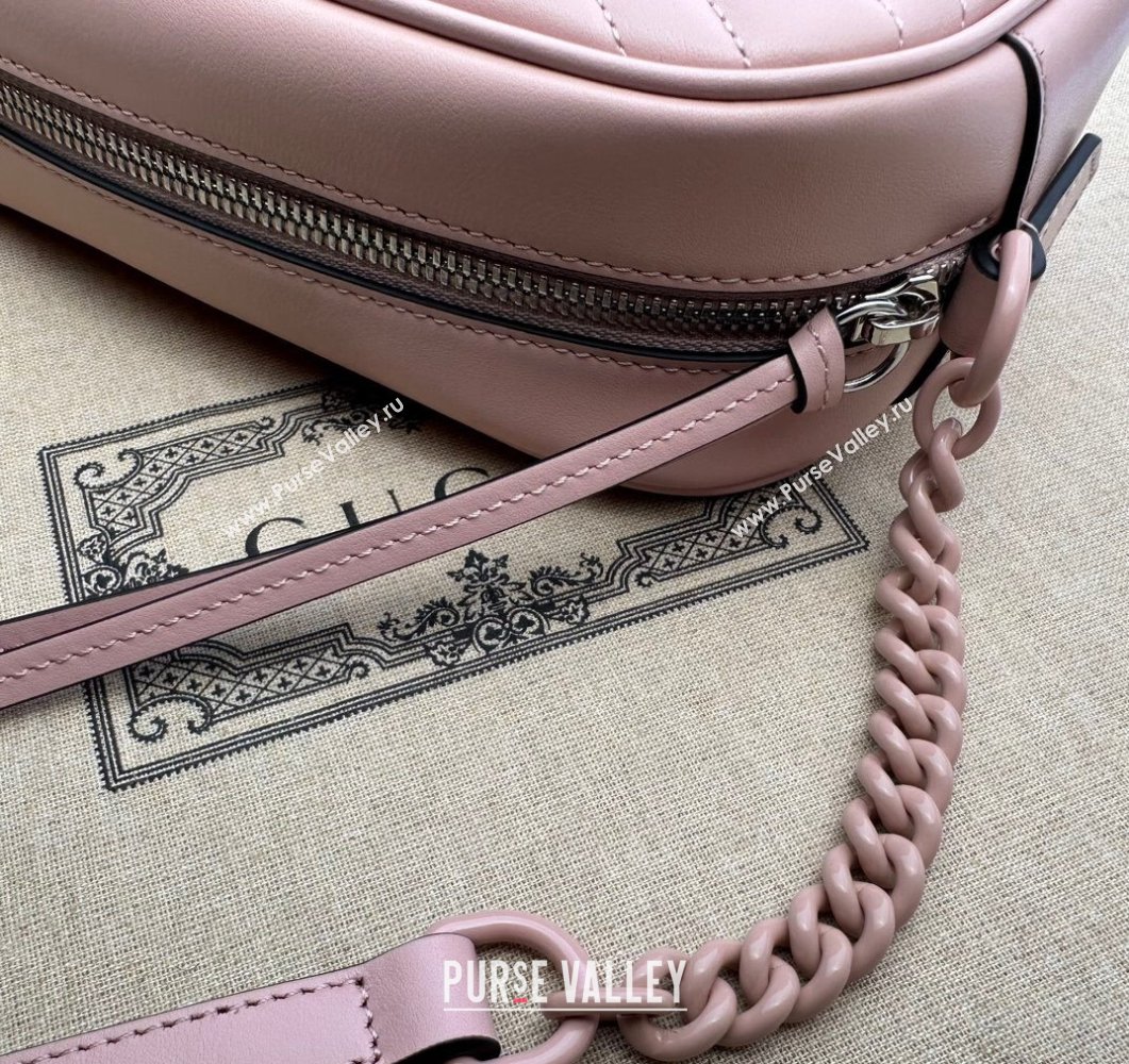 Gucci GG Marmont Small shoulder Camera Bag 447632 leather Pink with Brass hardware (dlh-24012615)