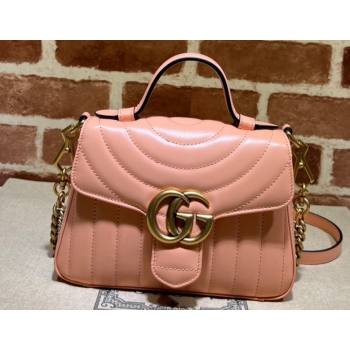 Gucci GG Marmont Mini Top Handle Bag 547260 Leather Peach (dlh-24012618)