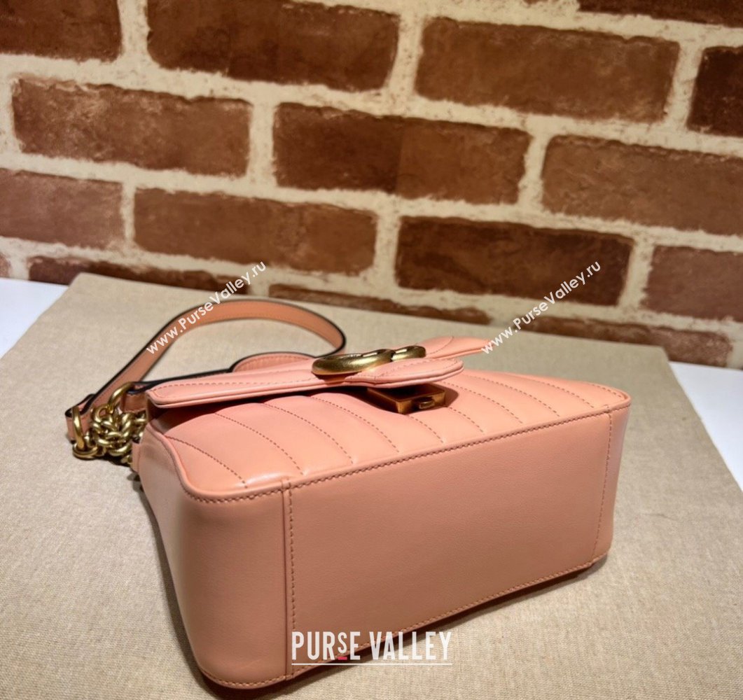 Gucci GG Marmont Mini Top Handle Bag 547260 Leather Peach (dlh-24012618)