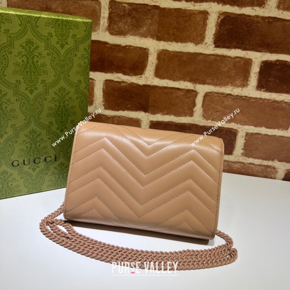Gucci GG Marmont matelasse mini Bag 474575 leather Nude with Brass hardware (dlh-24012607)