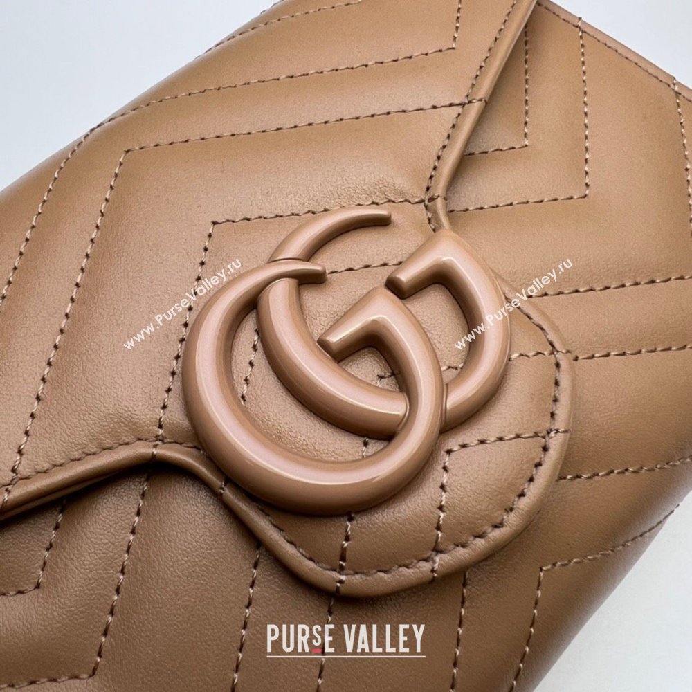 Gucci GG Marmont matelasse mini Bag 474575 leather Nude with Brass hardware (dlh-24012607)