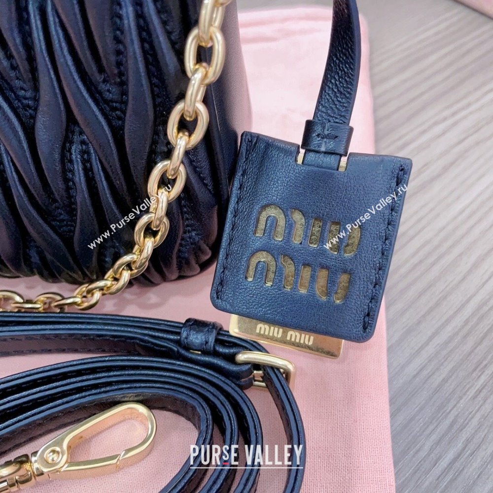 Miu Miu Matelassé nappa leather shoulder bag with Chain 5BH211 Black (jindong-24013013)