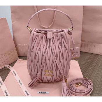 Miu Miu Matelassé nappa leather Bucket Bag 5BE084 Pink (jindong-24013034)
