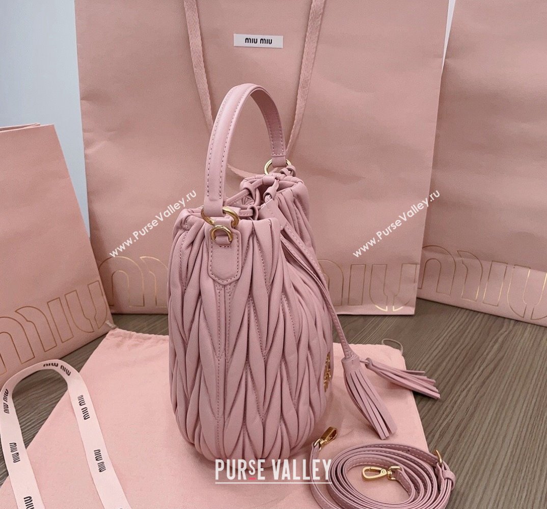 Miu Miu Matelassé nappa leather Bucket Bag 5BE084 Pink (jindong-24013034)