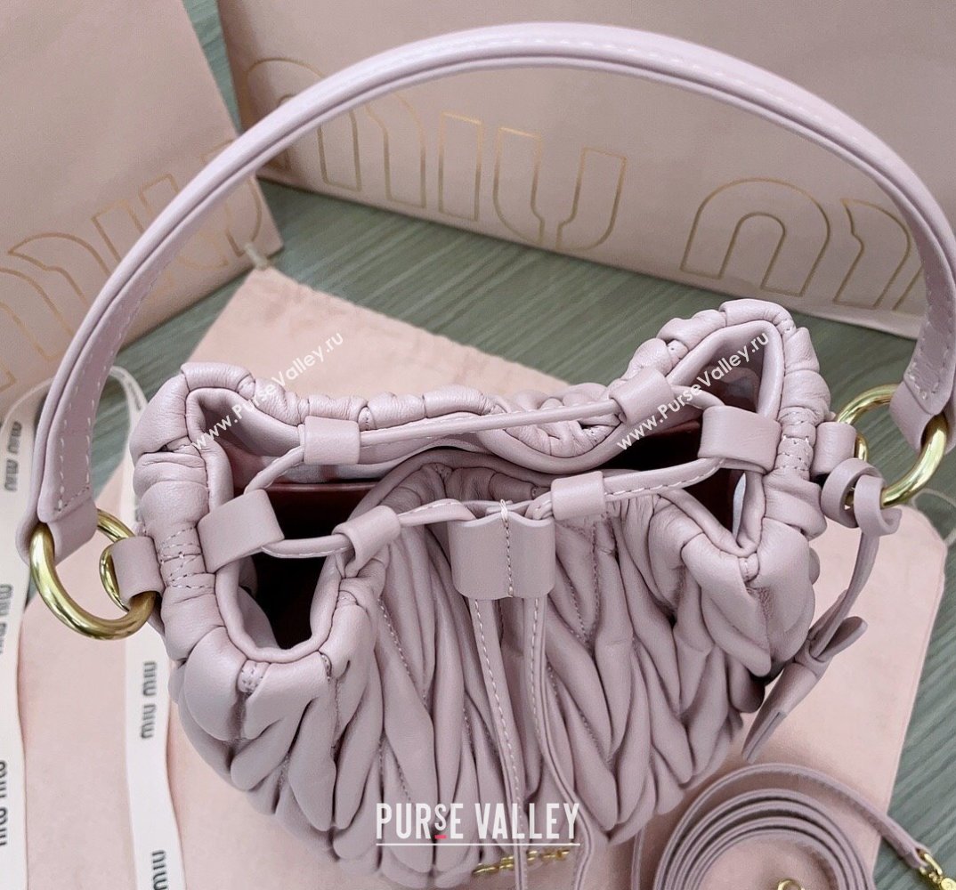 Miu Miu Matelassé nappa leather Bucket Bag 5BE084 Pink (jindong-24013034)