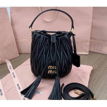 Miu Miu Matelassé nappa leather Bucket Bag 5BE085 Black (jindong-24013035)