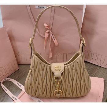 Miu Miu Matelassé nappa leather Hobo bag 5BC157 Nude (jindong-24013040)