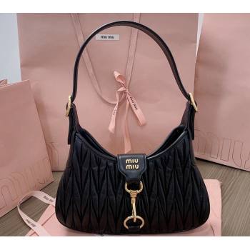 Miu Miu Matelassé nappa leather Hobo bag 5BC157 Black (jindong-24013039)