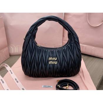 Miu Miu Wander matelassé nappa leather hobo Bag 5BC153 Black (jindong-24013050)