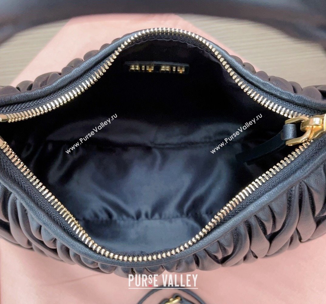 Miu Miu Wander matelassé nappa leather hobo Bag 5BC153 Black (jindong-24013050)