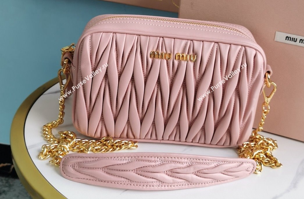 Miu Miu Matelassé nappa leather Shoulder bag 5BH118B Pink (jindong-24013020)