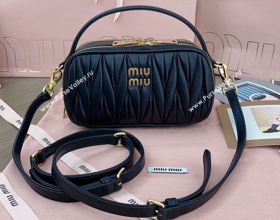 Miu Miu Matelassé nappa leather Shoulder bag 5BH229 Black (jindong-24013005)