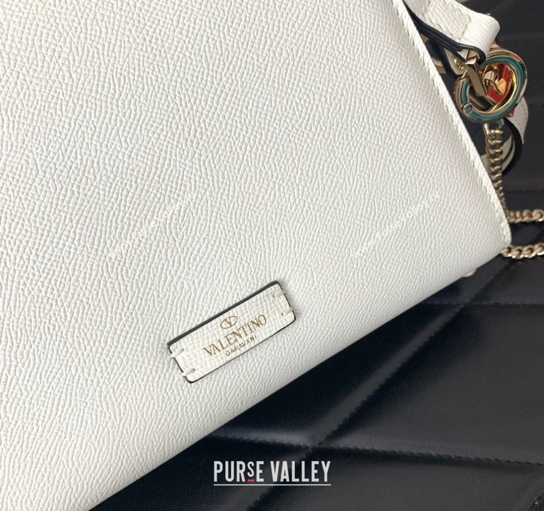 Valentino small VSLING Handbag in grainy calfskin White with JEWEL EMBROIDERY 2024 (liankafo-24020102)