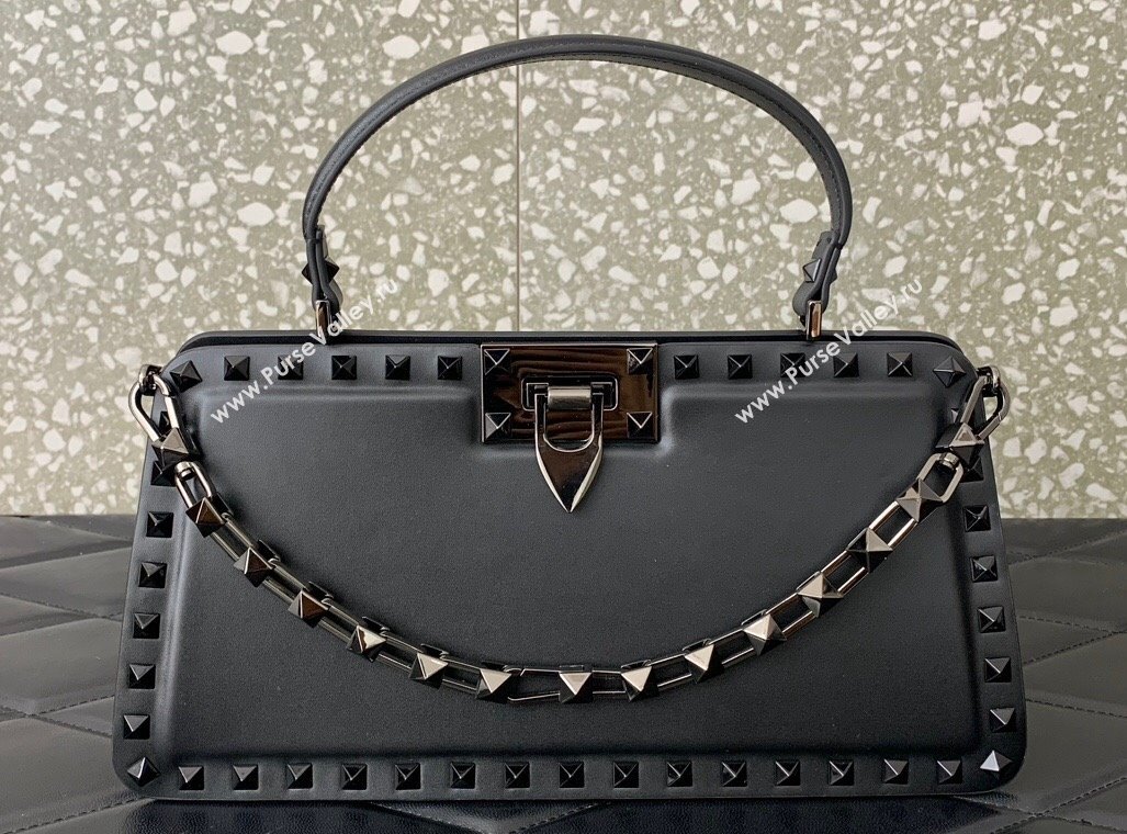 Valentino Rockstud Handbag In Calfskin Black 2024 (liankafo-24020214)