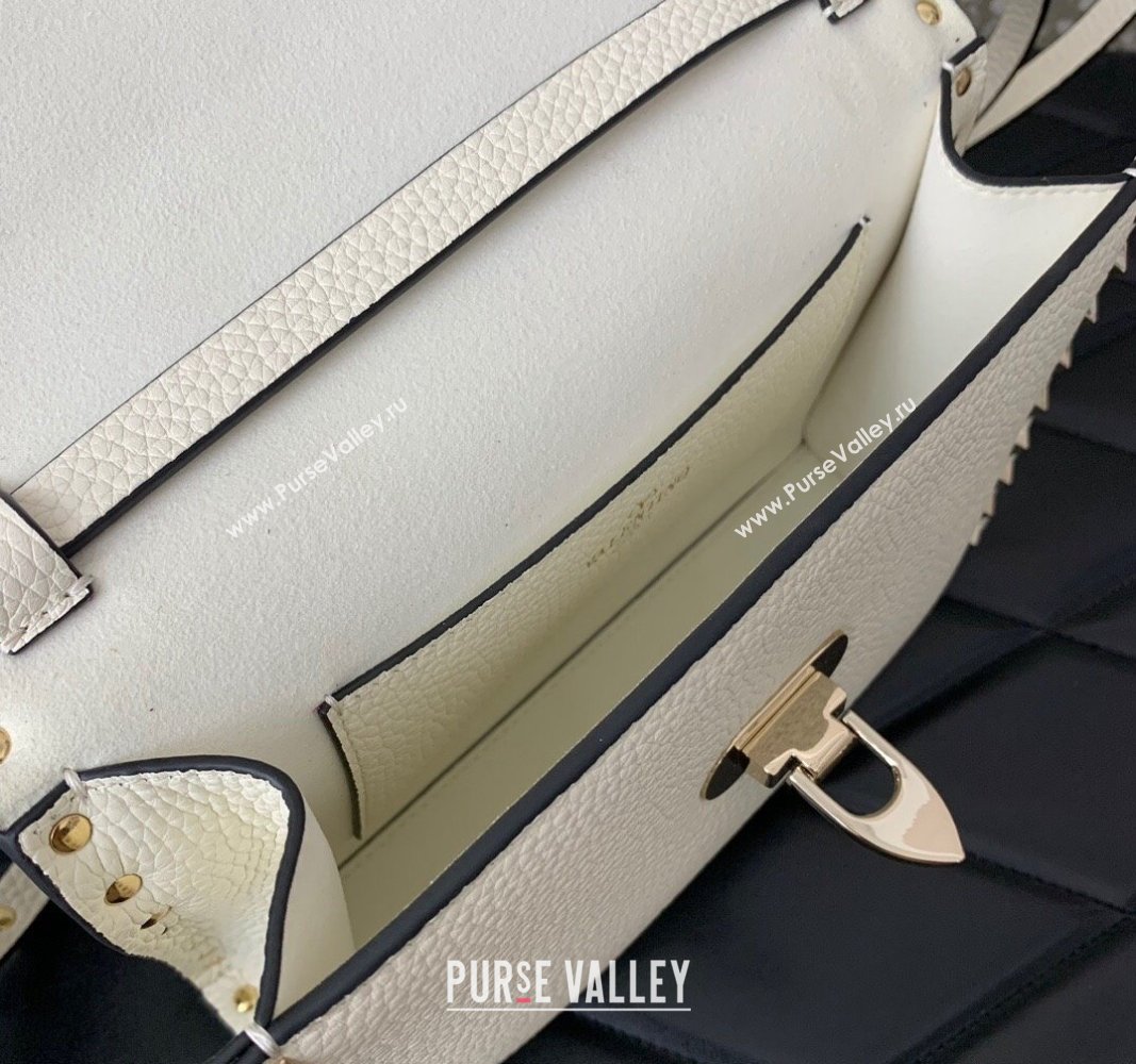 Valentino Small Rockstud Crossbody Bag in Grainy Calfskin White 2024 (liankafo-24020148)