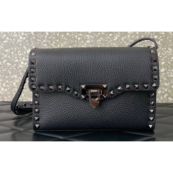 Valentino Small Rockstud Crossbody Bag in Grainy Calfskin Black 2024 (liankafo-24020146)