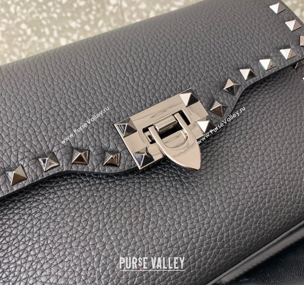 Valentino Small Rockstud Crossbody Bag in Grainy Calfskin Black 2024 (liankafo-24020146)