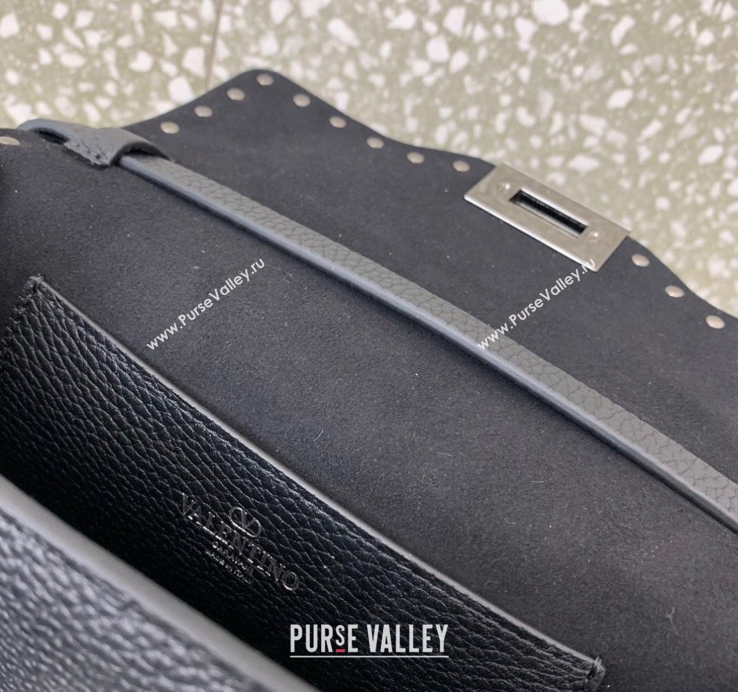 Valentino Small Rockstud Crossbody Bag in Grainy Calfskin Black 2024 (liankafo-24020146)