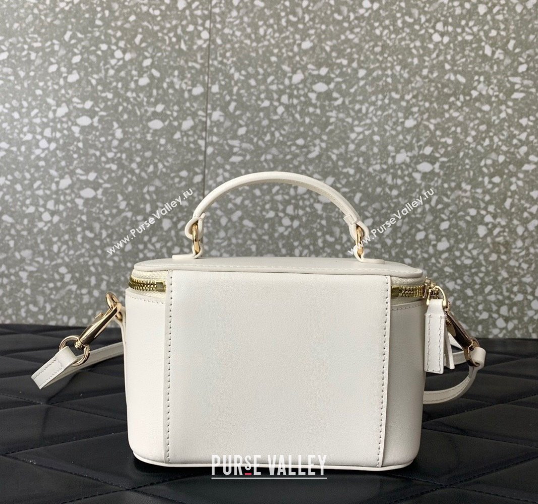 Valentino Mini Locò Handbag In Calfskin Leather White With Enamel Tone-On-Tone Vlogo Signature 2024 (liankafo-24020202)