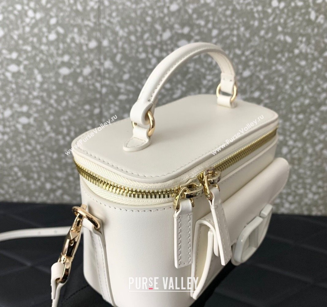 Valentino Mini Locò Handbag In Calfskin Leather White With Enamel Tone-On-Tone Vlogo Signature 2024 (liankafo-24020202)