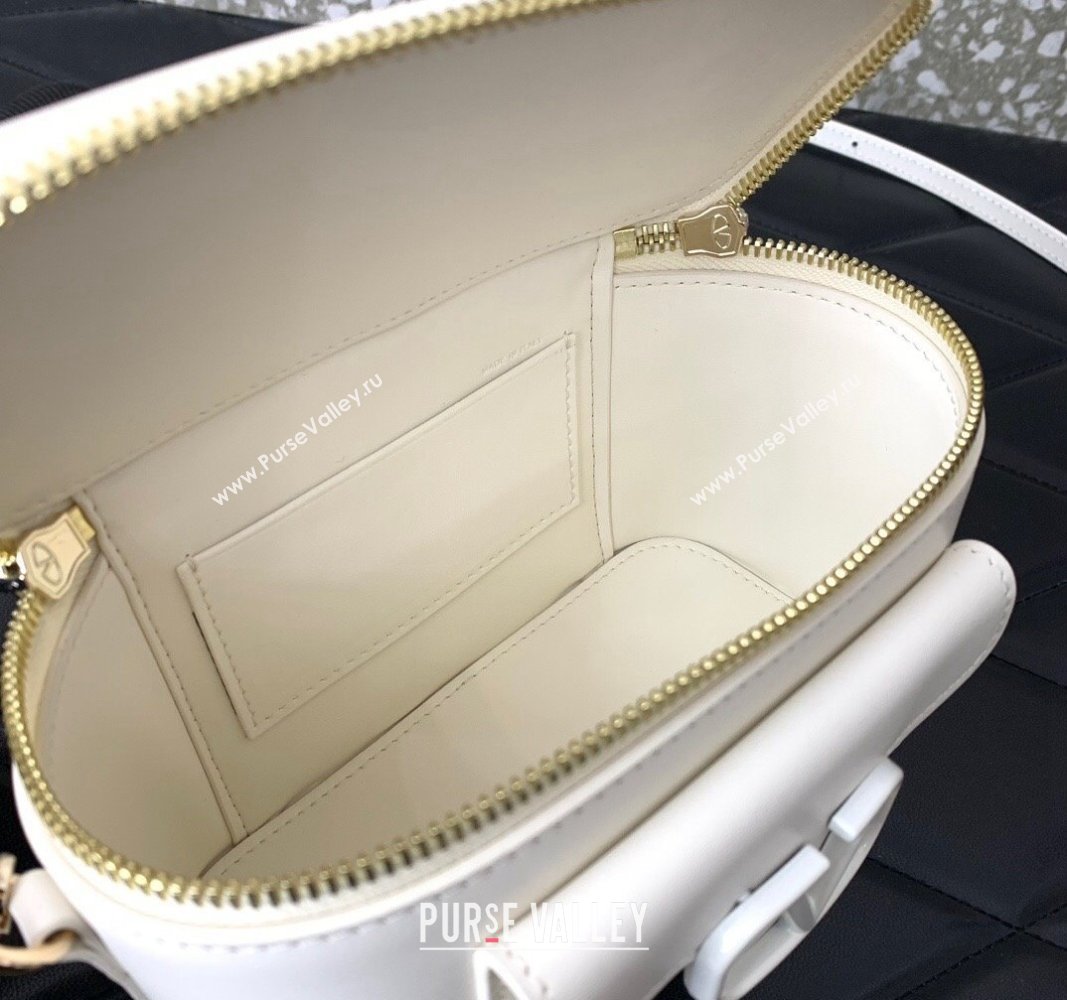 Valentino Mini Locò Handbag In Calfskin Leather White With Enamel Tone-On-Tone Vlogo Signature 2024 (liankafo-24020202)