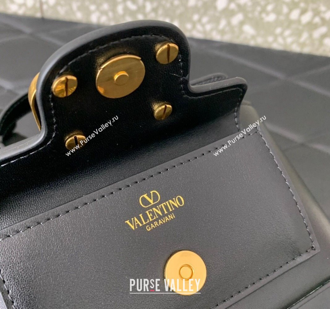 Valentino Mini Locò Handbag In Calfskin Leather Black With Enamel Tone-On-Tone Vlogo Signature 2024 (liankafo-24020201)