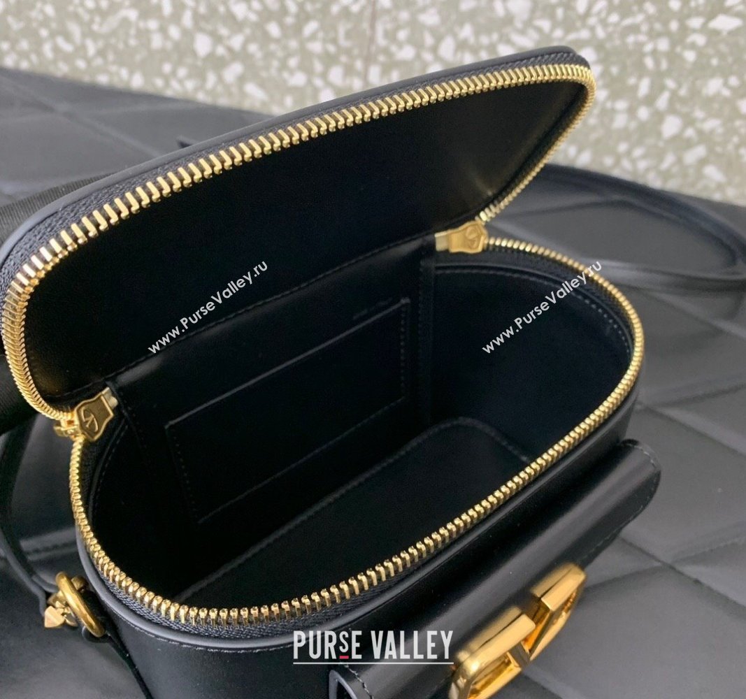 Valentino Mini Locò Handbag In Calfskin Leather Black With Enamel Tone-On-Tone Vlogo Signature 2024 (liankafo-24020201)