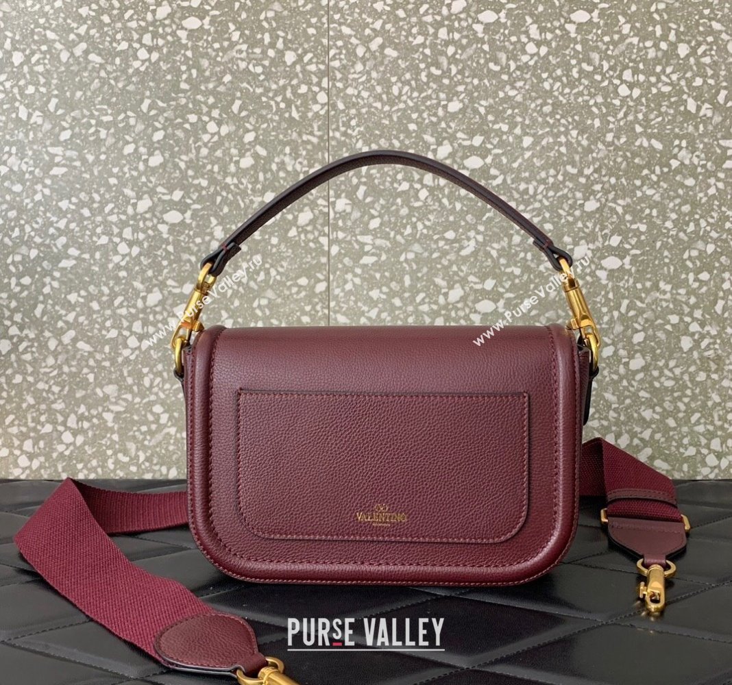 Valentino Alltime shoulder bag in grainy calfskin Burgundy 2024 (liankafo-24020121)