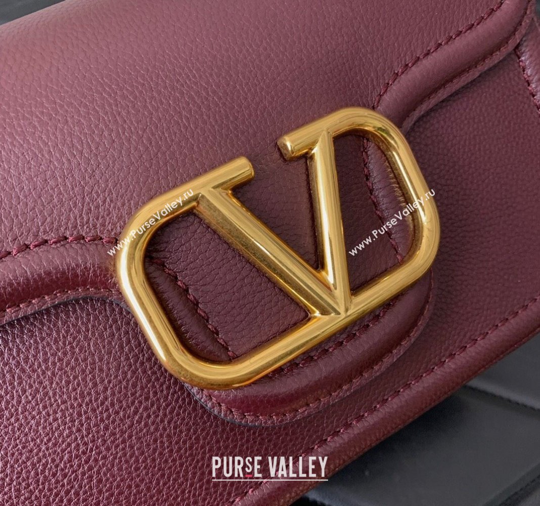 Valentino Alltime shoulder bag in grainy calfskin Burgundy 2024 (liankafo-24020121)