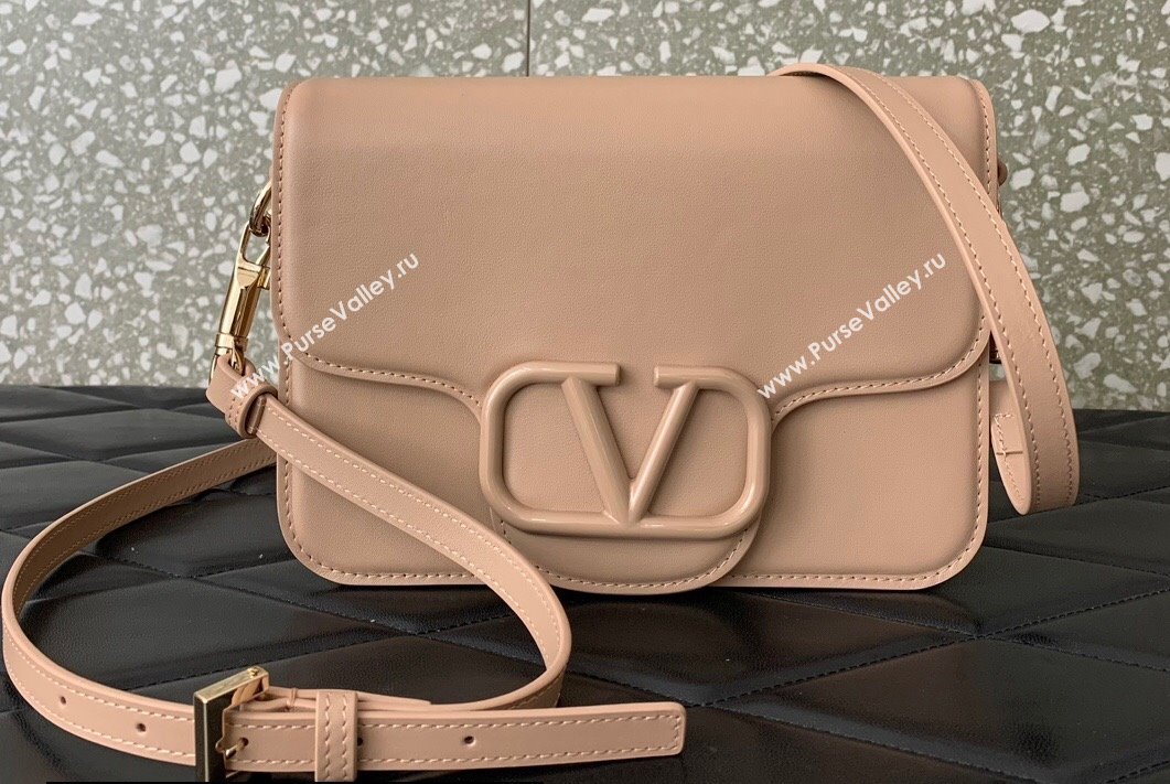 Valentino Locò Shoulder Bag in calfskin Nude 2024 (liankafo-24020111)