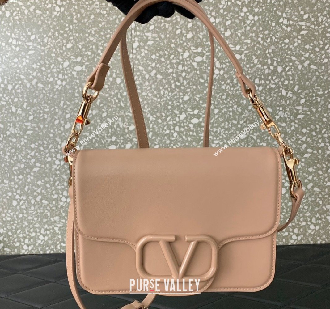 Valentino Locò Shoulder Bag in calfskin Nude 2024 (liankafo-24020111)