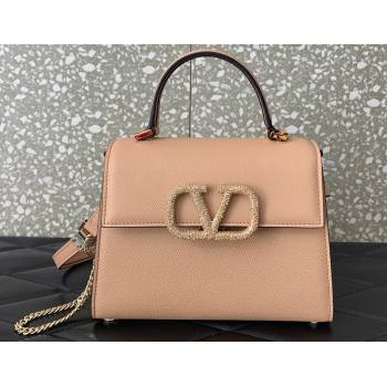 Valentino small VSLING Handbag in grainy calfskin Nude with JEWEL EMBROIDERY 2024 (liankafo-24020103)