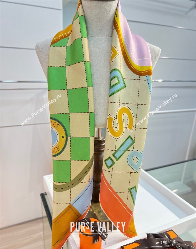 Hermes Tapis de Selle double face scarf 90x90cm in silk twill Green 2024 (wtz-24013110)