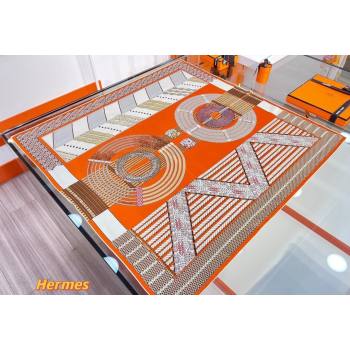 Hermes Dressage Tressage scarf 90x90cm in silk twill Orange 2024 (wtz-24013112)