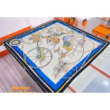 Hermes Voitures en Equilibre scarf 90x90cm in silk twill Blue 2024 (wtz-24013115)