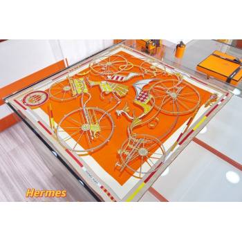 Hermes Voitures en Equilibre scarf 90x90cm in silk twill Orange 2024 (wtz-24013116)