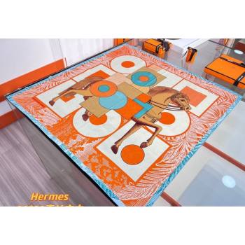 Hermes Cavalier en Formes scarf 90x90cm in silk twill Orange 2024 (wtz-24013102)