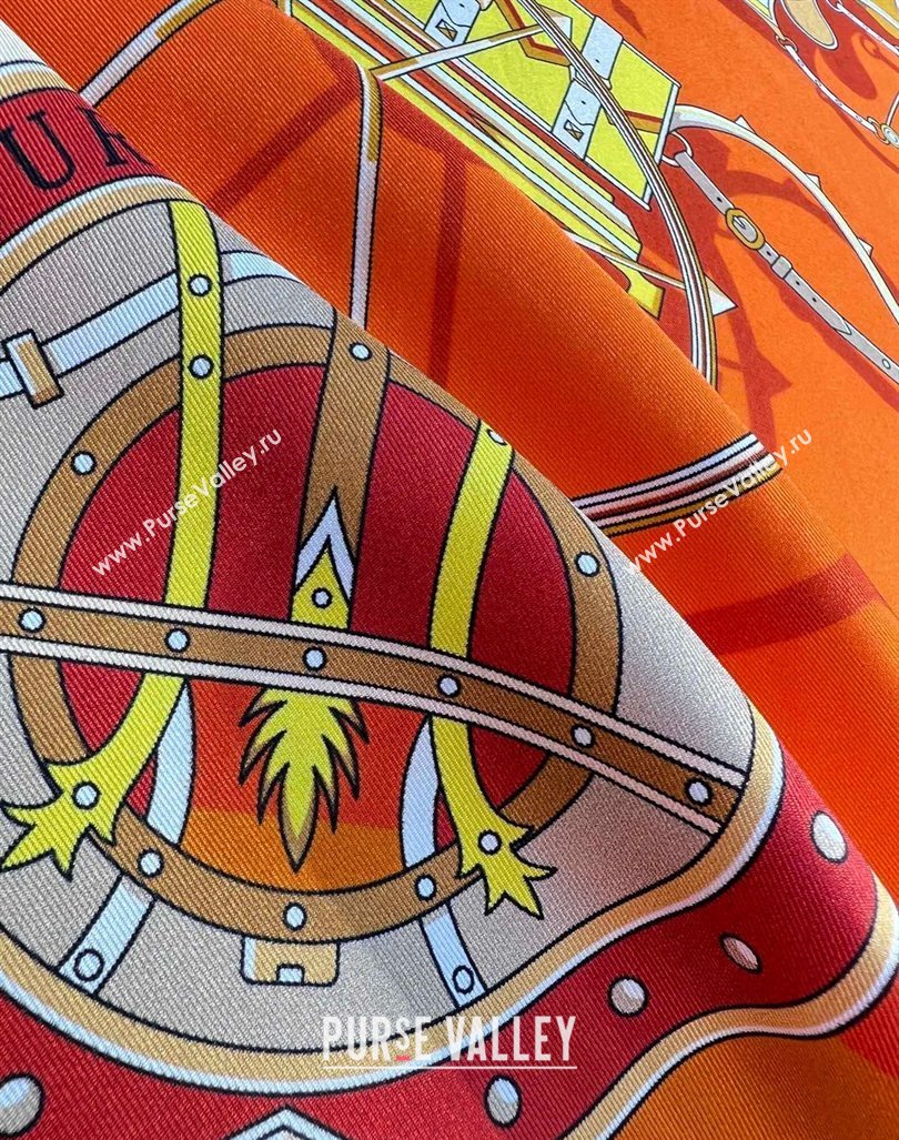 Hermes Voitures en Equilibre scarf 90x90cm in silk twill Orange 2024 (wtz-24013116)