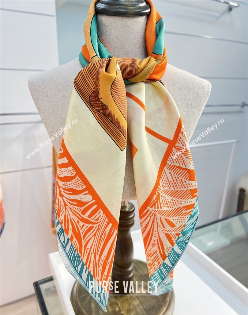 Hermes Cavalier en Formes scarf 90x90cm in silk twill Orange 2024 (wtz-24013102)