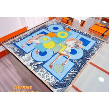 Hermes Cavalier en Formes scarf 90x90cm in silk twill Blue 2024 (wtz-24013103)