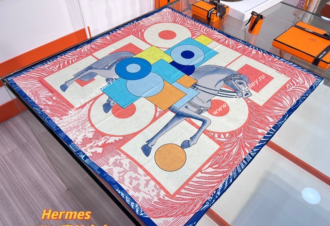 Hermes Cavalier en Formes scarf 90x90cm in silk twill Pink 2024 (wtz-24013104)