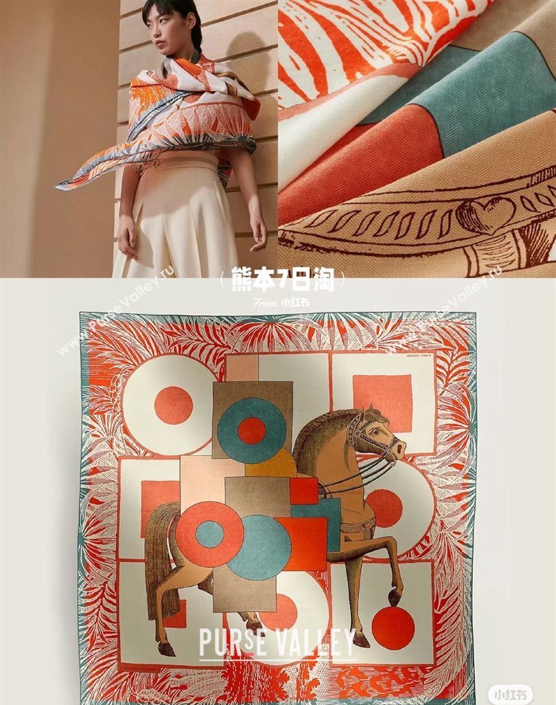 Hermes Cavalier en Formes scarf 90x90cm in silk twill Orange 2024 (wtz-24013102)