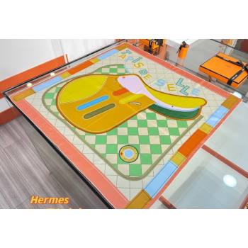 Hermes Tapis de Selle double face scarf 90x90cm in silk twill Green 2024 (wtz-24013110)