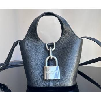 Balenciaga Locker Small Hobo Bag in black/Silver grained calfskin 2024 (xinyidai-24020250)