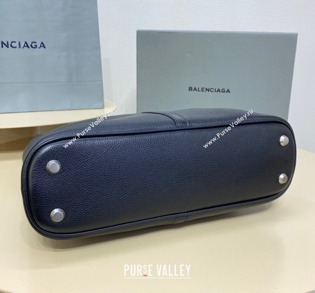 Balenciaga Locker Medium North-South Hobo Bag in black/Silver grained calfskin 2024 (xinyidai-24020249)