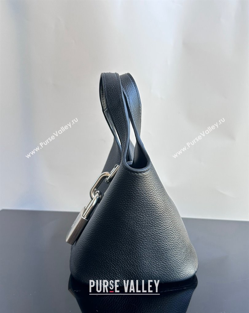 Balenciaga Locker Small Hobo Bag in black/Silver grained calfskin 2024 (xinyidai-24020250)