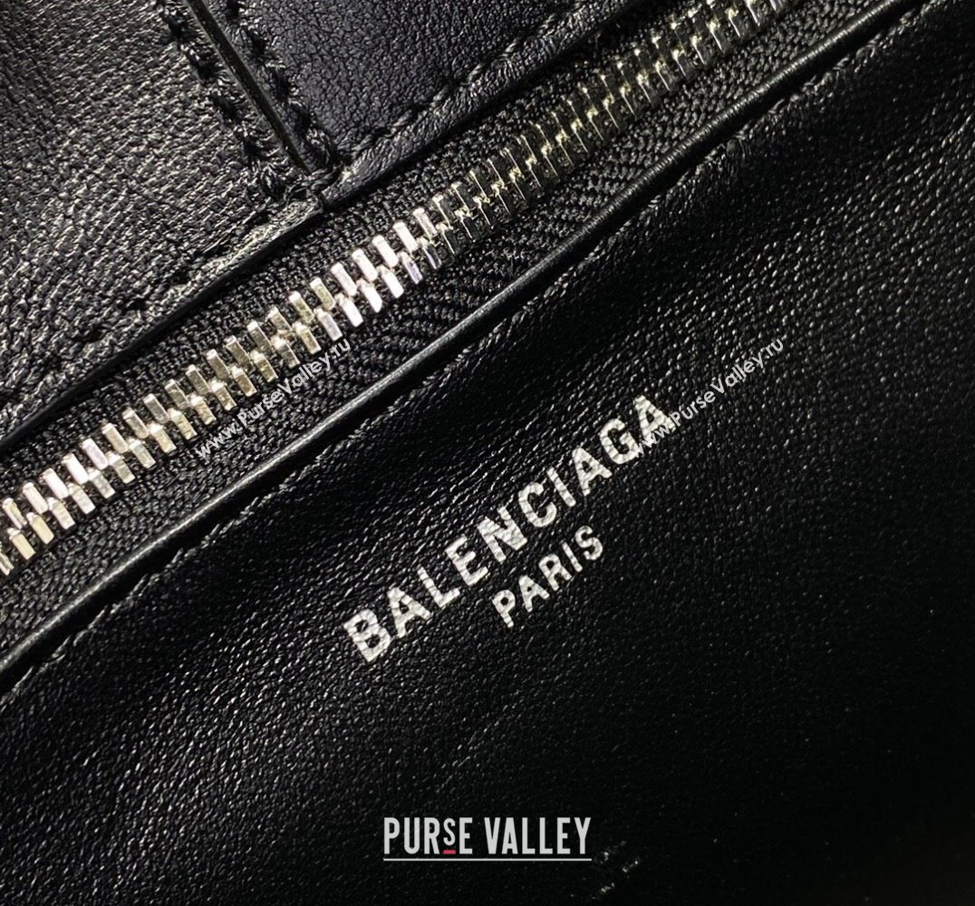 Balenciaga Locker Medium North-South Hobo Bag in black/Silver grained calfskin 2024 (xinyidai-24020249)