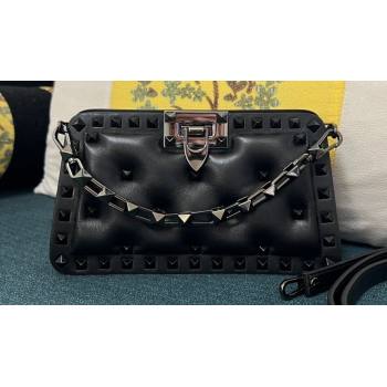 Valentino Rockstud Clutch Bag In Padded Nappa Black 2024 (xinyidai-24020220)