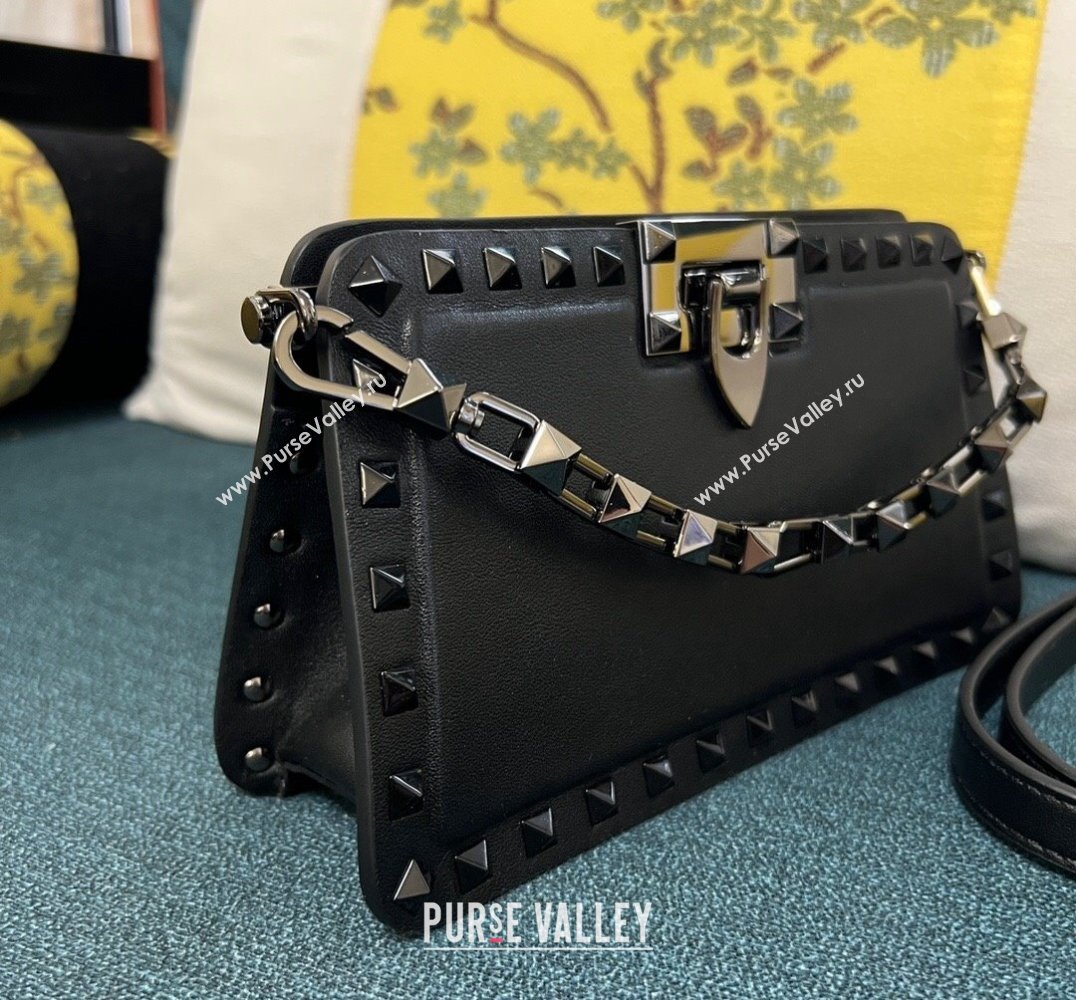 Valentino Rockstud Clutch Bag In Calfskin Black 2024 (xinyidai-24020221)